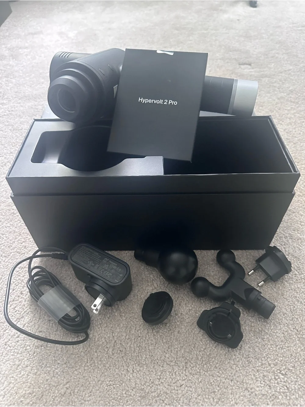 Hyperice Hypervolt 2 Pro Massage Gun w/ Box Charger Attachments & Manual